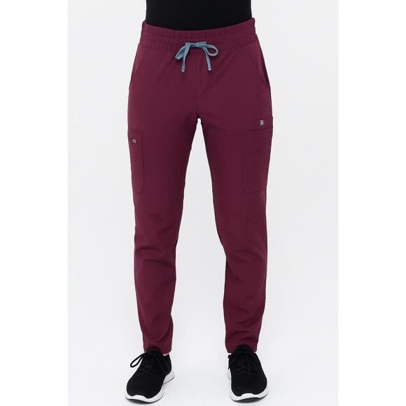 FIGS Yola High Waisted Scrub Pants Burgundy Petite Size XS NEW - Picture 1 of 9